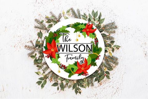 Christmas Wreath Monogram Round | Christmas Sublimation Sublimation TatiStudio 