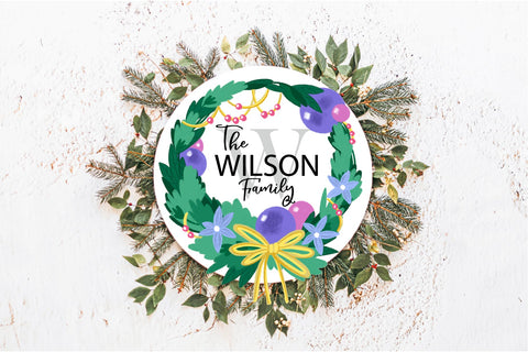 Christmas Wreath Monogram Round | Christmas Sublimation Sublimation TatiStudio 