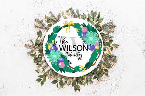 Christmas Wreath Monogram Round | Christmas Sublimation Sublimation TatiStudio 