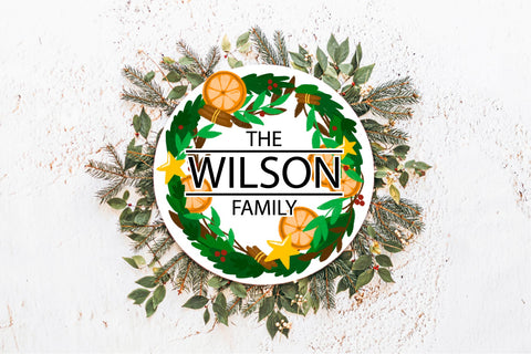 Christmas Wreath Monogram Round | Christmas Sublimation Sublimation TatiStudio 