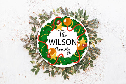 Christmas Wreath Monogram Round | Christmas Sublimation Sublimation TatiStudio 