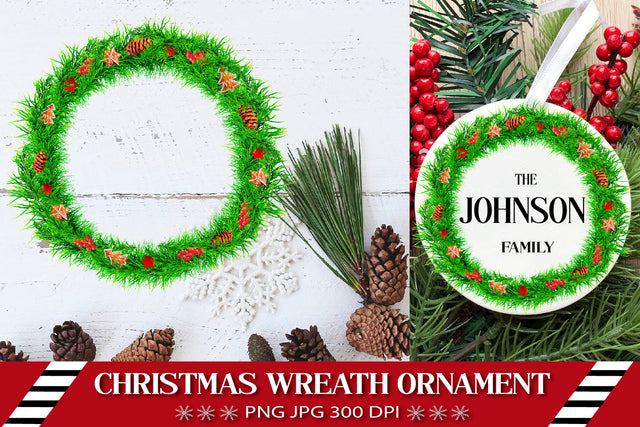 Christmas wreath PNG. Christmas Ornament Sublimation. Sublimation Samaha Design 