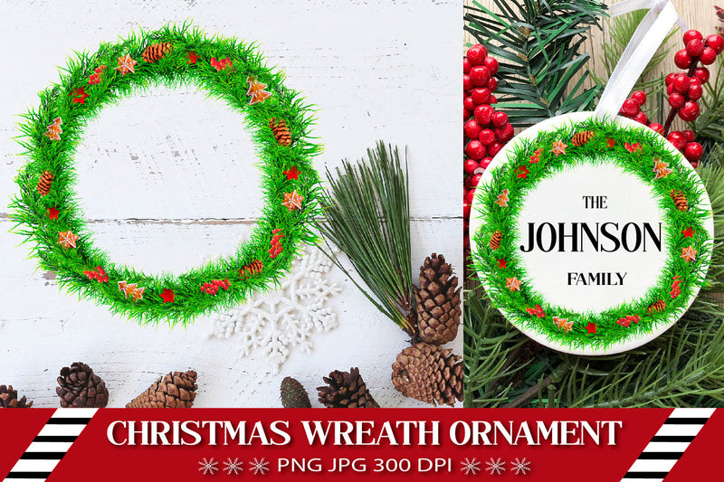 Christmas wreath PNG. Christmas Ornament Sublimation. Sublimation Samaha Design 