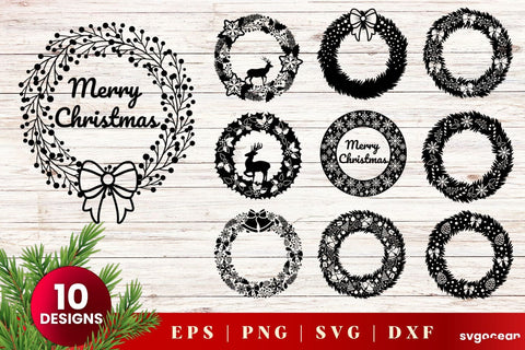 Christmas Wreath Svg Bundle | Christmas | Silhouettes Cut Files SVG SvgOcean 