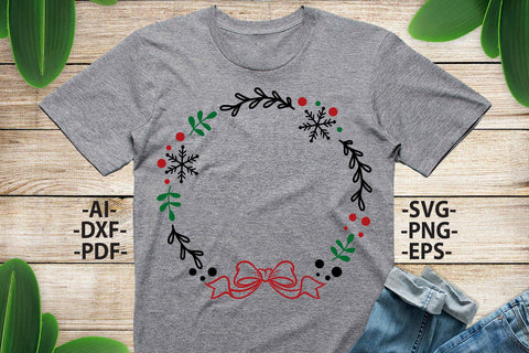 Christmas wreath svg, Christmas Shirt SVG, Santa Claus Svg, Christmas Clipart, Christmas decoration, Cricut silhouette, Svg cutting file SVG 1uniqueminute 