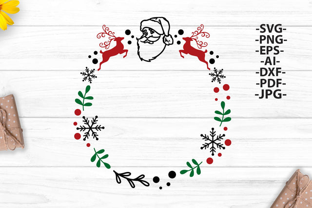 Christmas wreath svg, Christmas Shirt SVG, Santa Claus Svg, Christmas Clipart, Christmas decoration, Cricut silhouette, Svg cutting file SVG 1uniqueminute 