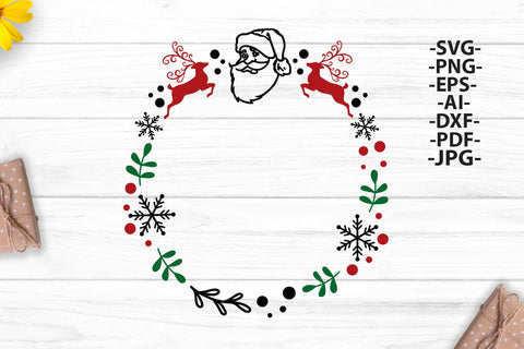 Christmas wreath svg, Christmas Shirt SVG, Santa Claus Svg, Christmas Clipart, Christmas decoration, Cricut silhouette, Svg cutting file SVG 1uniqueminute 
