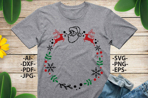 Christmas wreath svg, Christmas Shirt SVG, Santa Claus Svg, Christmas Clipart, Christmas decoration, Cricut silhouette, Svg cutting file SVG 1uniqueminute 