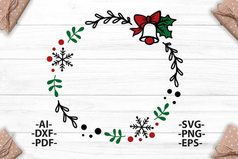 Christmas wreath svg, Christmas Shirt SVG, Wreath Svg, Christmas Clipart, Christmas decoration, Cricut silhouette, Svg cutting file SVG 1uniqueminute 