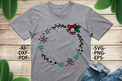 Christmas wreath svg, Christmas Shirt SVG, Wreath Svg, Christmas Clipart, Christmas decoration, Cricut silhouette, Svg cutting file SVG 1uniqueminute 