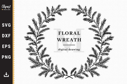 Christmas wreath Svg, Family sign monogram Svg, Winter wreath SVG, DXF SVG ClipartMuchLove 