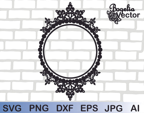 Christmas Wreath Svg, Frame Cut File, Snowflake Wreath Svg, Circle Monogram, Holiday Design Print, Christmas Ornament, Template, Cricut, Png SVG BogeliaVector 