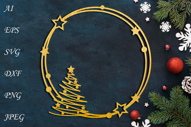 Christmas wreath svg, Holidayborder papercut, Monogram frame SVG AnastasiyaArtDesign 