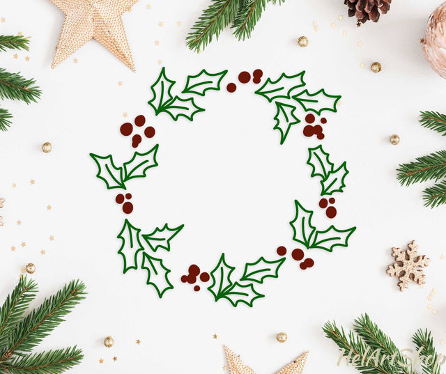 Christmas wreath svg, Holly frame svg SVG _HelArtShop_ 