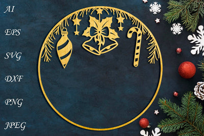 Christmas wreath svg, Papercut holiday round frame, Winter decoration SVG AnastasiyaArtDesign 