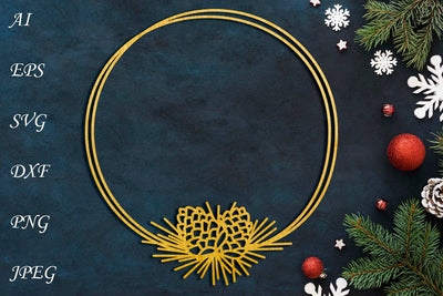 Christmas wreath svg papercut, Holiday round frame, Winter decoration SVG AnastasiyaArtDesign 