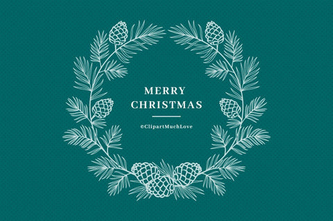 Christmas Wreath SVG, Winter Monogram SVG, Pine tree branch SVG, DXF, Forest wreath SVG ClipartMuchLove 