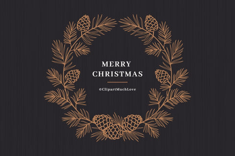 Christmas Wreath SVG, Winter Monogram SVG, Pine tree branch SVG, DXF, Forest wreath SVG ClipartMuchLove 