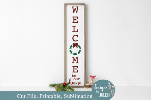 Christmas Wreath Welcome Design SVG Designs by Jolein 