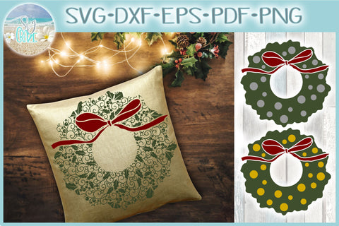 Christmas Wreath with Bow Mandala Zentangle SVG SVG SVGcraze 
