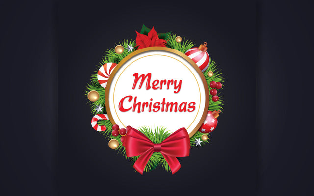 Christmas wreath with green branches red and gold ball candy cane star leaf and bow merry Christmas cutout element SVG naemmiah021 