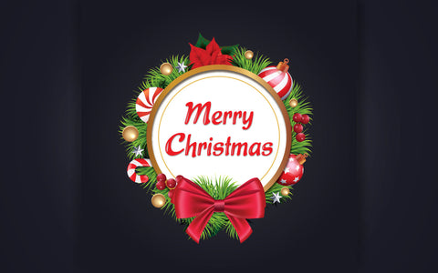 Christmas wreath with green branches red and gold ball candy cane star leaf and bow merry Christmas cutout element SVG naemmiah021 