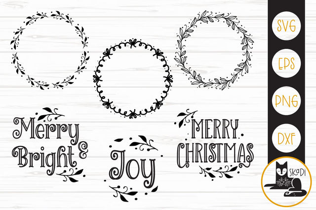 Christmas Wreaths and Quotes Bundle SVG SVG Skadi Designs 