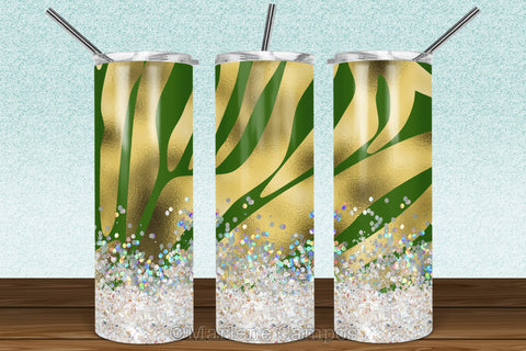 Christmas Zebra 20oz Skinny Tumbler Sublimation | Gold Foil and Green Sublimation Marlene Campos 