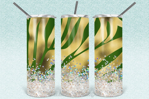 Christmas Zebra 20oz Skinny Tumbler Sublimation | Gold Foil and Green Sublimation Marlene Campos 