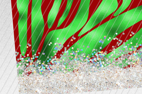 Christmas Zebra 20oz Skinny Tumbler Sublimation | Green Foil and Red Sublimation Marlene Campos 