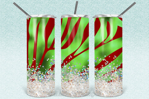 Christmas Zebra 20oz Skinny Tumbler Sublimation | Green Foil and Red Sublimation Marlene Campos 