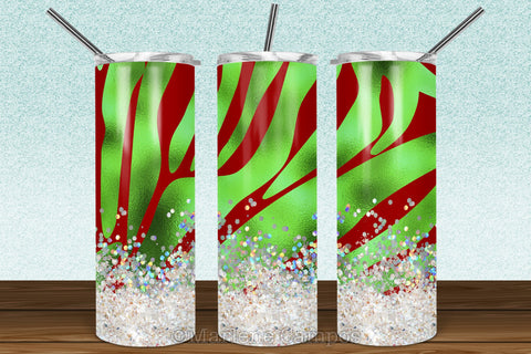 Christmas Zebra 20oz Skinny Tumbler Sublimation | Green Foil and Red Sublimation Marlene Campos 