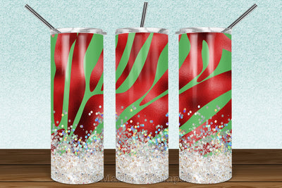 Christmas Zebra 20oz Skinny Tumbler Sublimation | Red foil and Green Sublimation Marlene Campos 