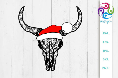 Christmas Zentangle Cow Skull Svg File SVG Sintegra 