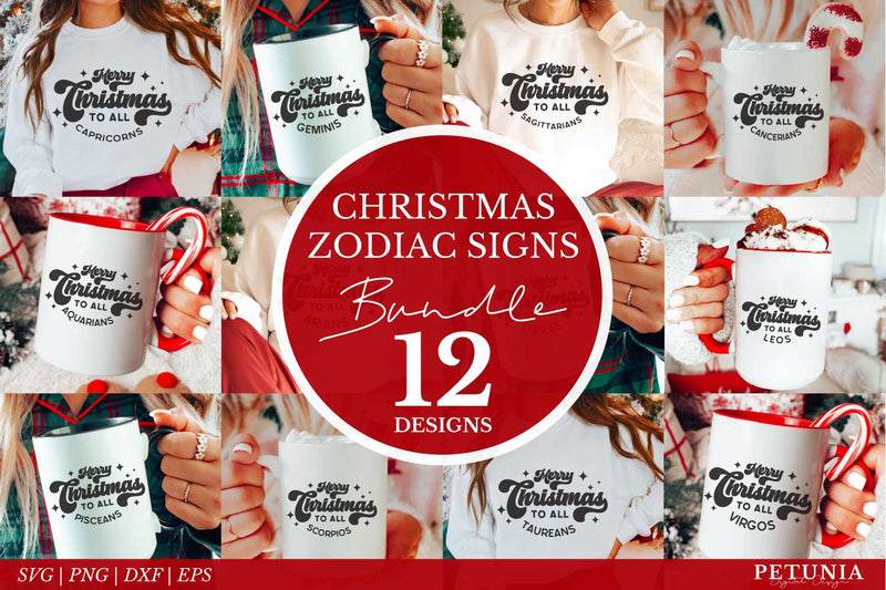 Christmas Zodiac Sign SVG Bundle | Zodiac Sign Bundle SVG Petunia Digital Design 