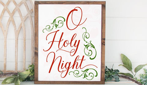 Christnas svg, O Holy Night svg cut file, Christmas Flourish SVG cut file, Sign SVG cut file, cricut cut file, Christmas SVG, Christmas Farmhouse, DXF PNG SVG, Digital Download, Christmas vector Art SVG Farmstone Studio Designs 