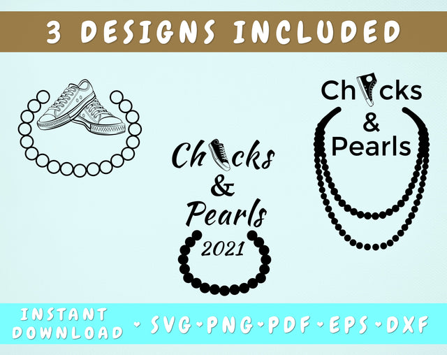 Chucks and Pearls SVG Bundle - 3 Designs SVG HappyDesignStudio 