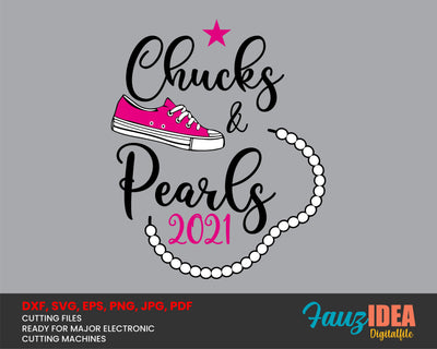 Chucks and Pearls Svg Design Cut File for Cricut | T-Shirt Design Svg Jpg Eps Pdf Png SVG Fauz 