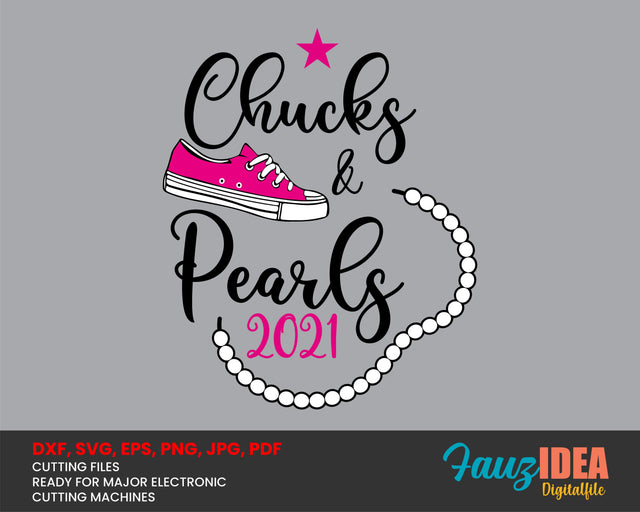 Chucks and Pearls Svg Design Cut File for Cricut | T-Shirt Design Svg Jpg Eps Pdf Png SVG Fauz 