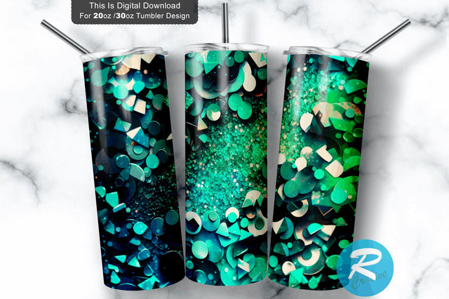 Chunky Green Glitter 20 oz / 30 oz Tumbler PNG Sublimation Regulrcrative 