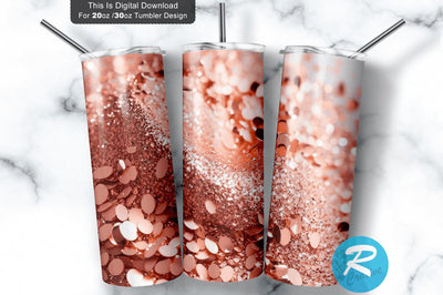 Chunky Rose Gold Glitter 20 oz / 30 oz Tumbler PNG Sublimation Regulrcrative 