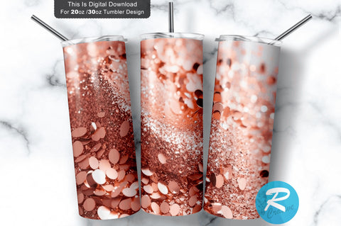 Chunky Rose Gold Glitter 20 oz / 30 oz Tumbler PNG Sublimation Regulrcrative 