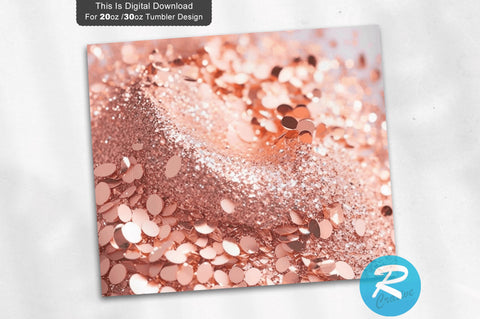 Chunky Rose Gold Glitter 20 oz / 30 oz Tumbler PNG Sublimation Regulrcrative 