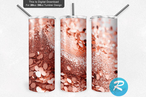 Chunky Rose Gold Glitter 20 oz / 30 oz Tumbler PNG Sublimation Regulrcrative 