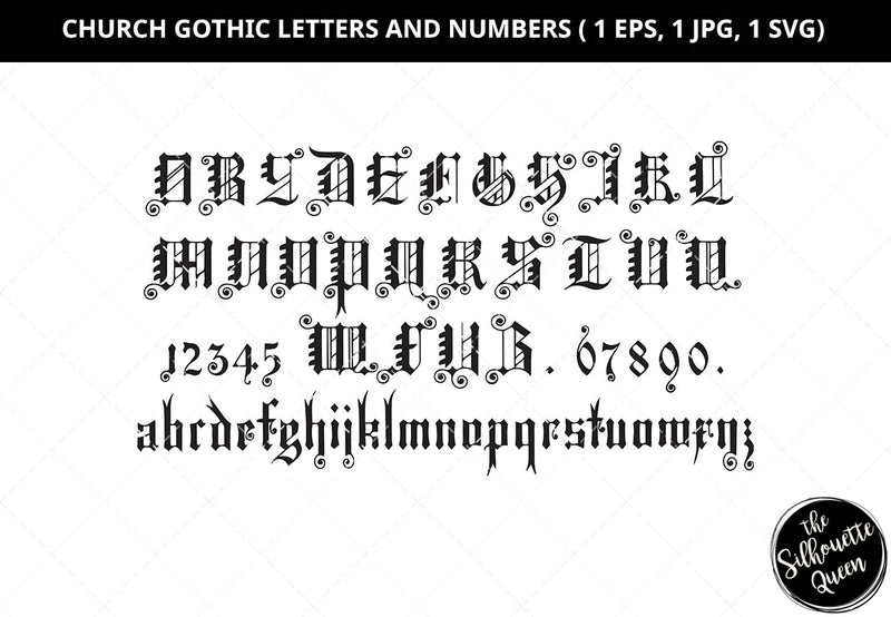 Church gothic letters, church gothic numbers, Greek letters, monogram ...