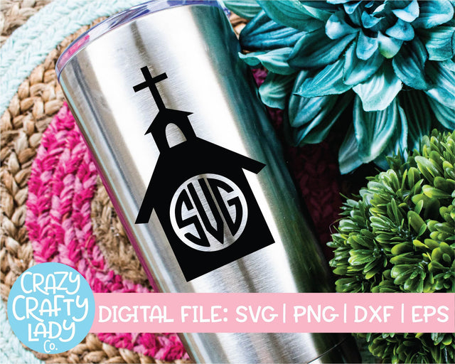 Church Monogram Frame | Christian Faith SVG Cut File SVG Crazy Crafty Lady Co. 