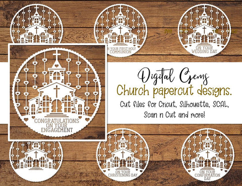 Church paper cut design bundle SVG Digital Gems 