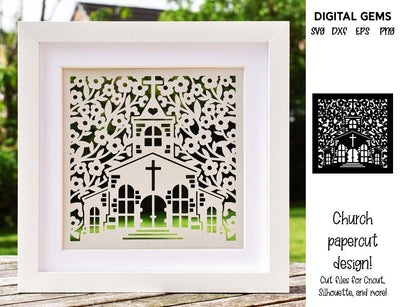 Church paper cut design SVG Digital Gems 