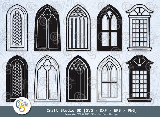 Church Windows Silhouette, Church Windows svg, Gothic Windows Icon Svg, Gothic Windows Svg, Arch Windows Svg, Windows svg, Church Windows Bundle SVG ETC Craft 
