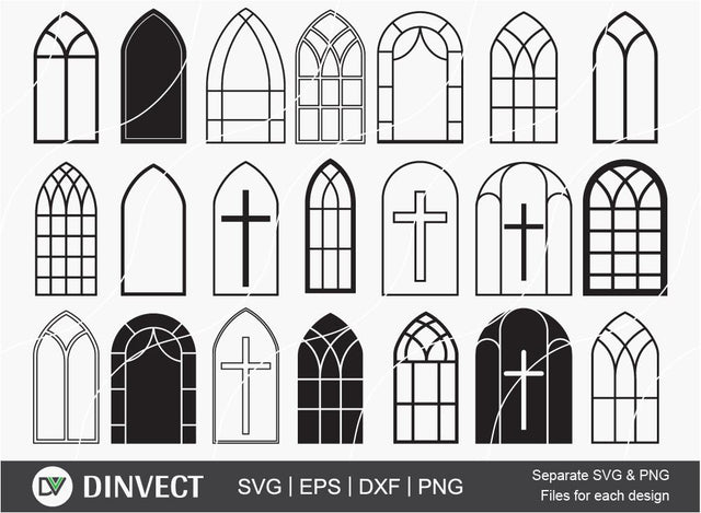 Church Windows SVG, Church Windows bundle, Gothic Windows, Church Windows Frame, Windows SVG, Church Windows Clipart, Windows Silhouette, SVG, SVG, eps, Cricut, Design SVG Dinvect 